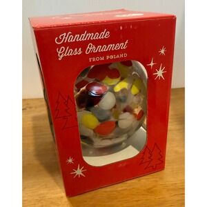 Zorza Glass Ornament Multicolor Handmade Polish Mouthblown Confetti NEW